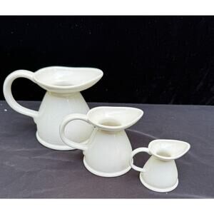 Vintage Lord Nelson Pottery England 3 Step Down Pitchers Creamers White -A93